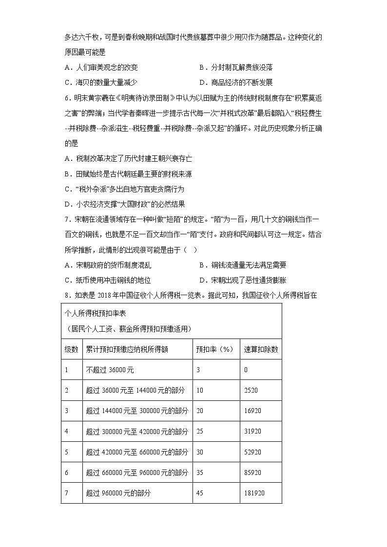 第五单元 货币与赋税制度 单元检测--2022-2023学年高中历史统编版2019选择性必修1第2页