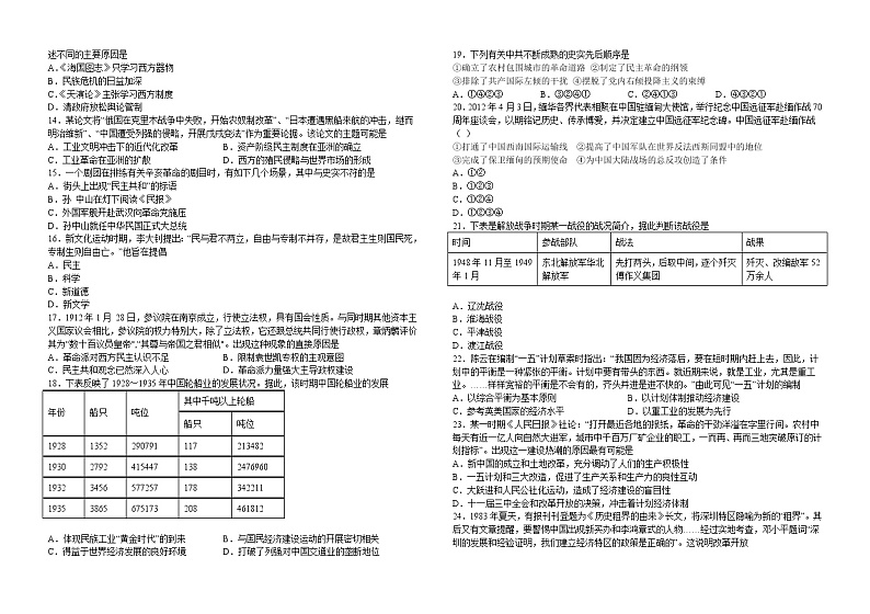 江西省永丰县永丰中学2022-2023学年高一上学期期末考试历史试题第2页