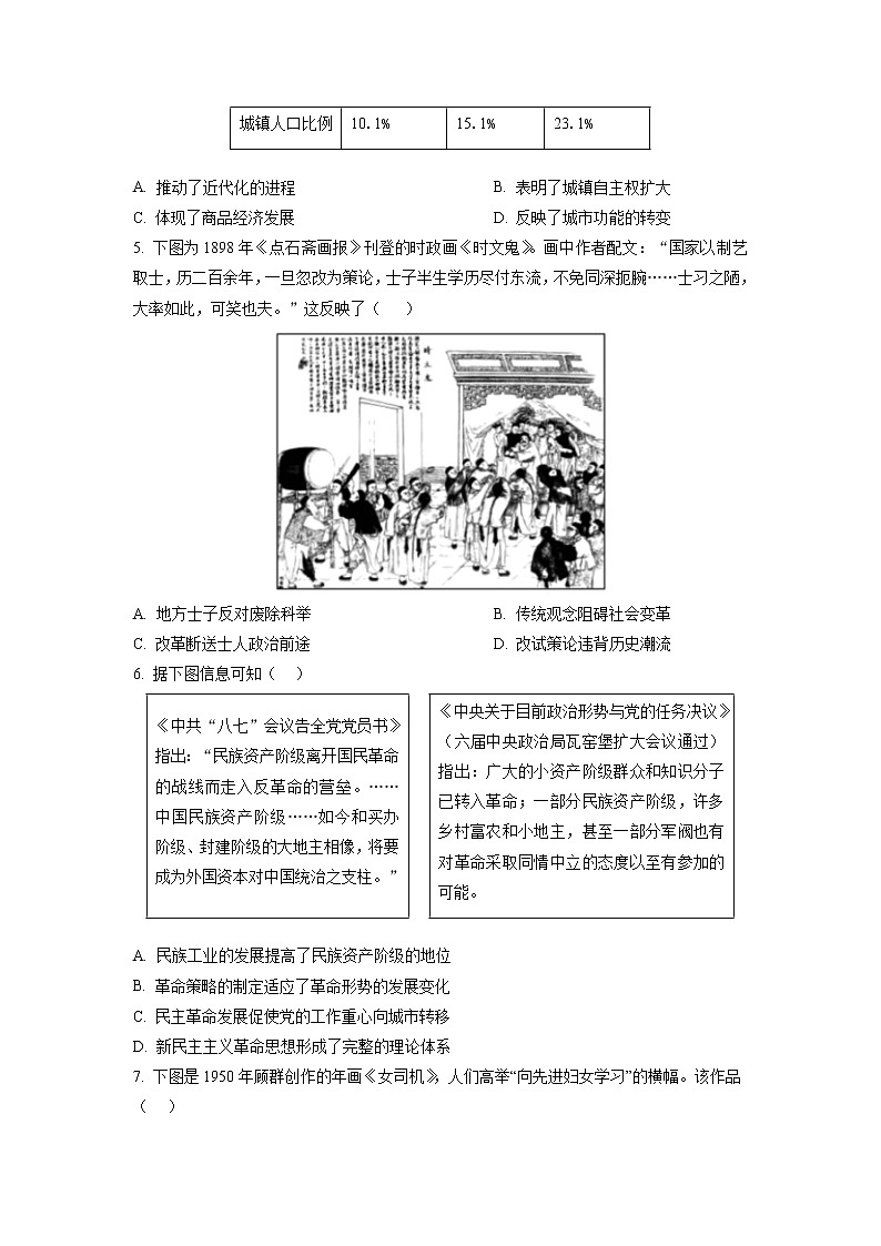 山东省沂水县第四中学2022-2023学年高二上学期期末模拟历史试题卷五02