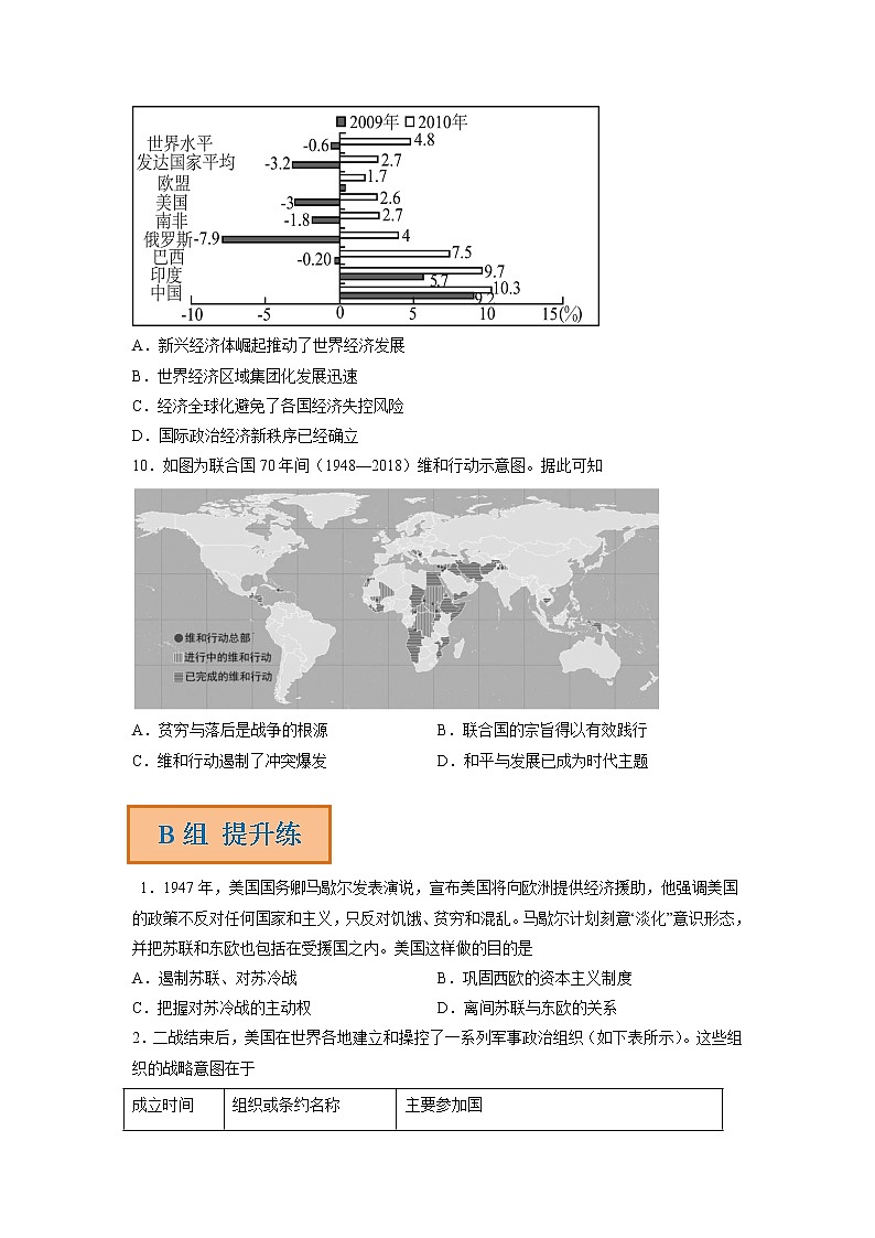 12 20世纪下半叶世界的新变化与当代世界的发展（分层训练）——【高考二轮复习】2023年高考历史统编版通用全面复习汇编（原卷版+解析版）03