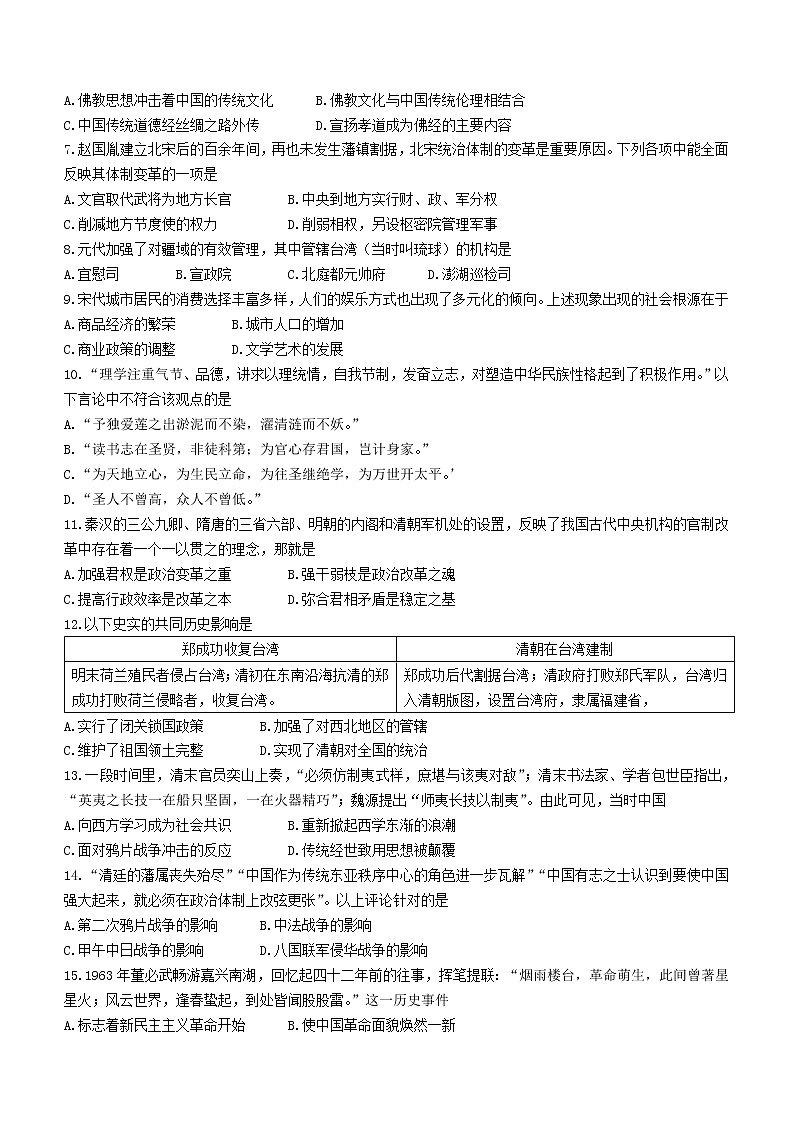 湖南省长沙市浏阳市2022-2023学年高一上学期期末考试历史试题第2页
