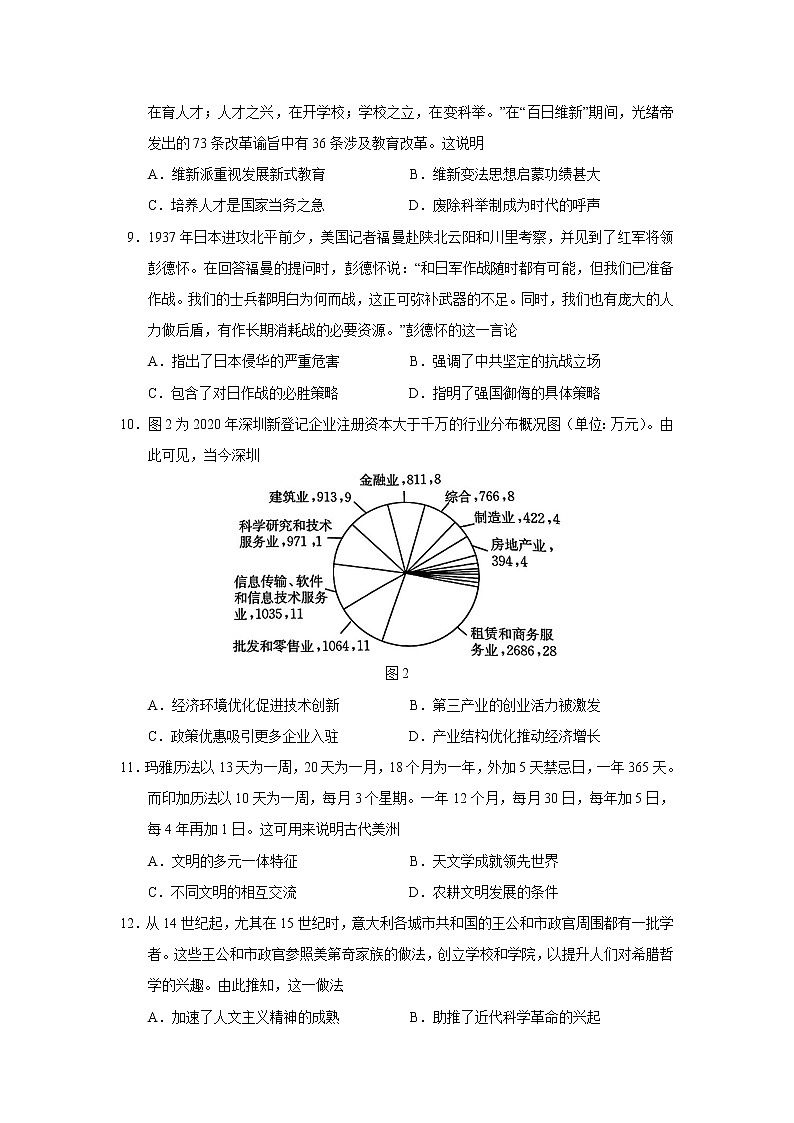 2023届河北省部分学校高三2月联考历史试题（Word版）第3页