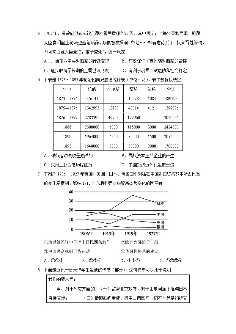 2023届江苏省如皋市高三上学期期末教学质量调研历史试题（Word版）第2页