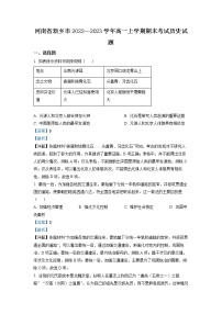 2022-2023学年河南省新乡市高一上学期期末考试 历史 解析版