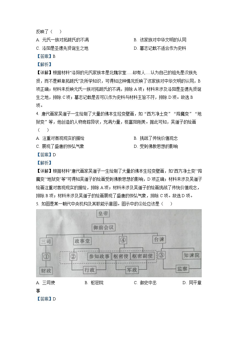 2022-2023学年河南省新乡市高一上学期期末考试 历史 解析版02