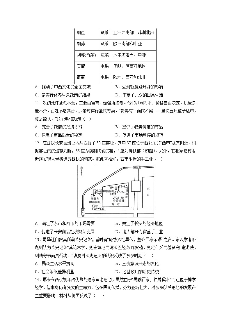 2022-2023学年重庆市巴蜀中学校高一上学期寒假检查（一）历史试题（Word版）03