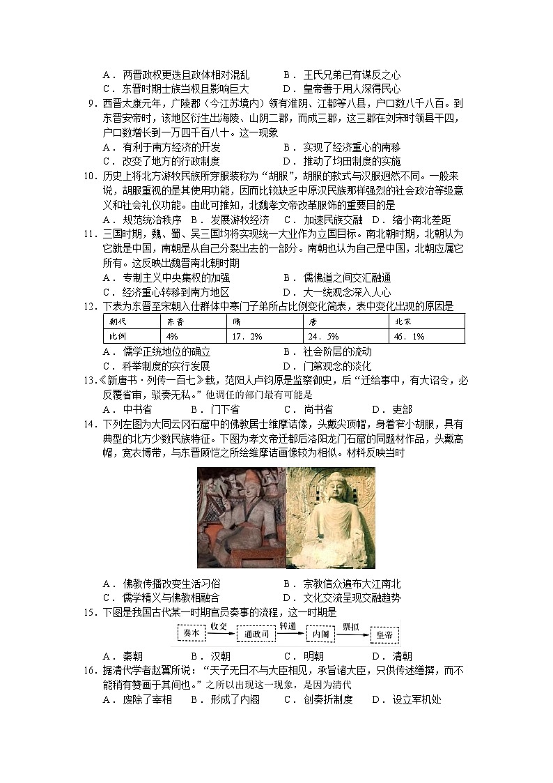 福建省福州第一中学2022-2023学年高一下学期开学质量检测历史试卷02