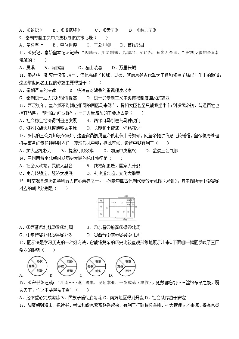 江苏省连云港华杰高级中学2022-2023学年高一上学期第一次月考历史试题02