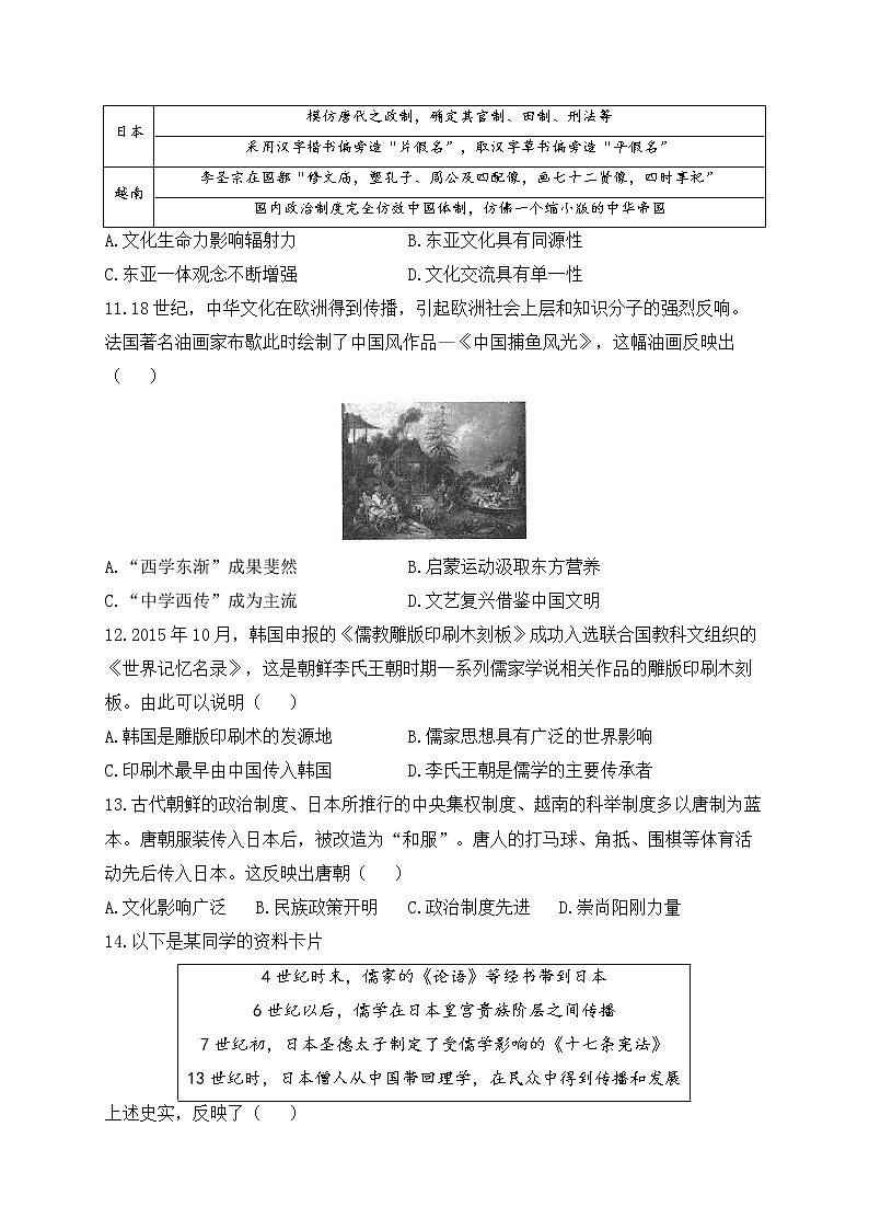第一单元 源远流长的中华文化 B卷 能力提升单元测试——2022-2023学年高二历史统编版（2019）选择性必修三03