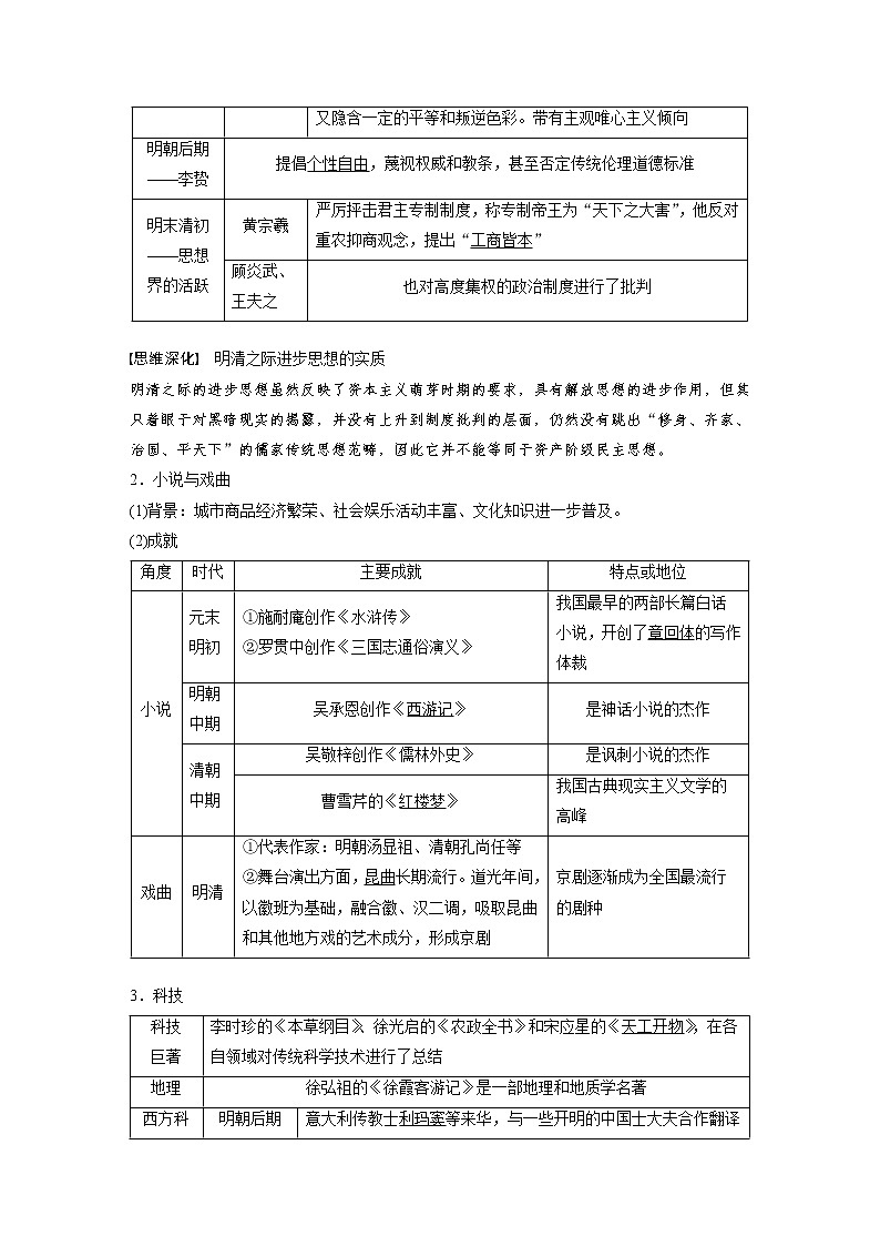 (新高考)高考历史一轮复习讲义第5讲 课题12　明至清中叶的经济与文化 (含解析)03