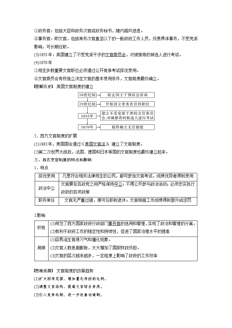 (新高考)高考历史一轮复习讲义第17讲 课题47　近代西方的文官制度、民族国家与国际法的发展 (含解析)02