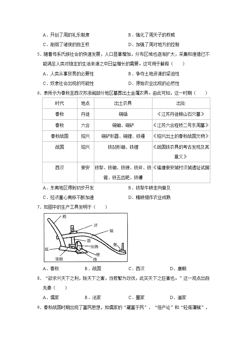 河南省新乡市第一中学2022-2023学年高一下学期3月月考历史试题02