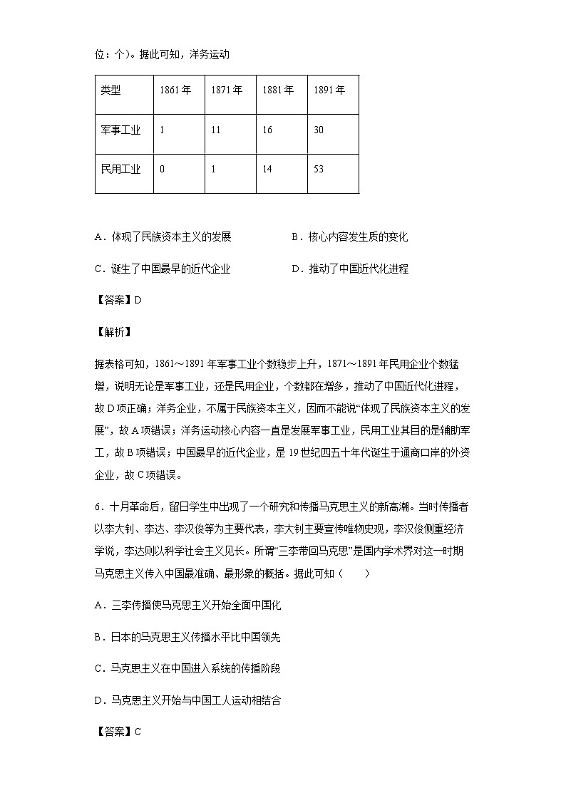 2021届宁夏中卫市海原县第一中学高三四模文综历史试题含解析03