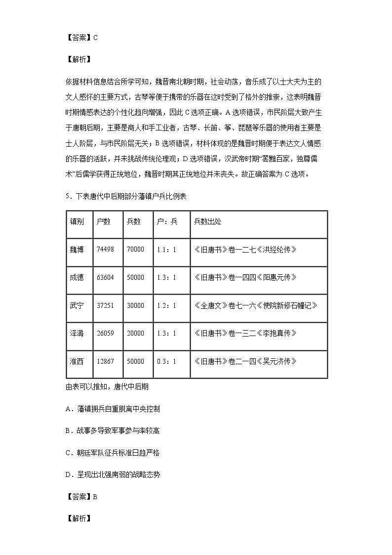 2022届江西省南昌市实验中学高三一模历史试题含解析03