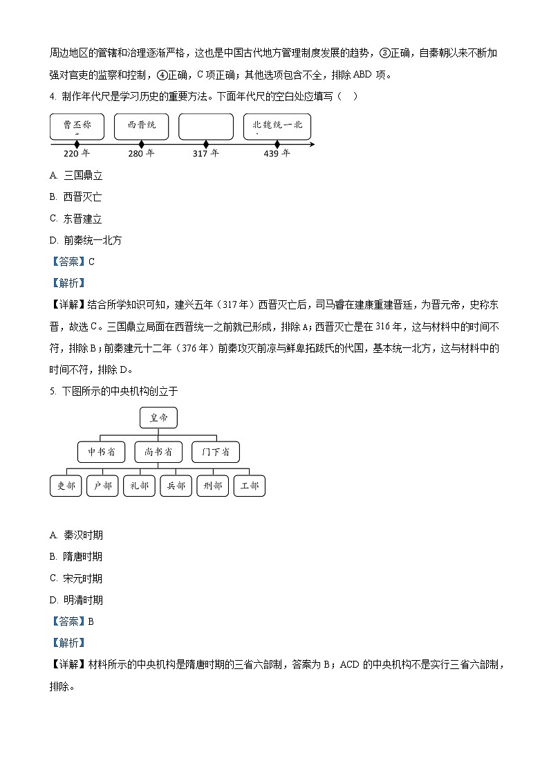 2023眉山冠城七中实验学校高一上学期期末考试历史含解析02