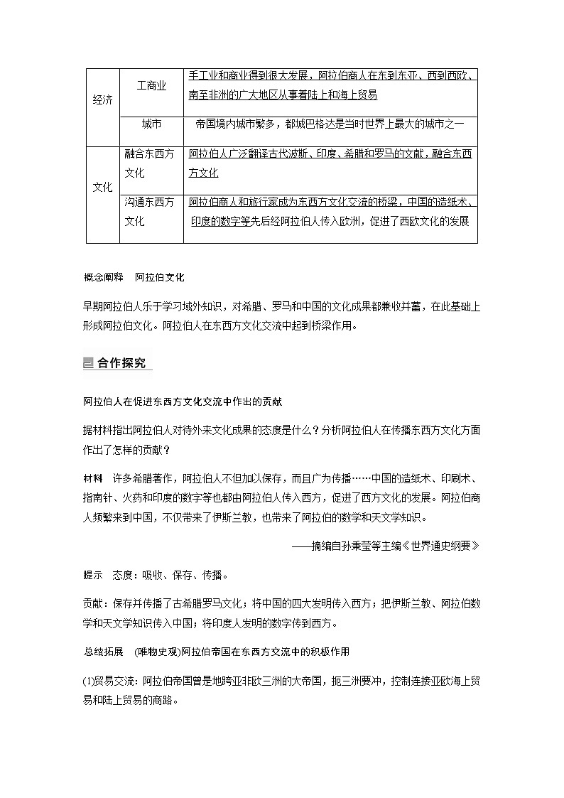 部编版高中历史必修《中外历史纲要》下第二单元第4课中古时期的亚洲学案02