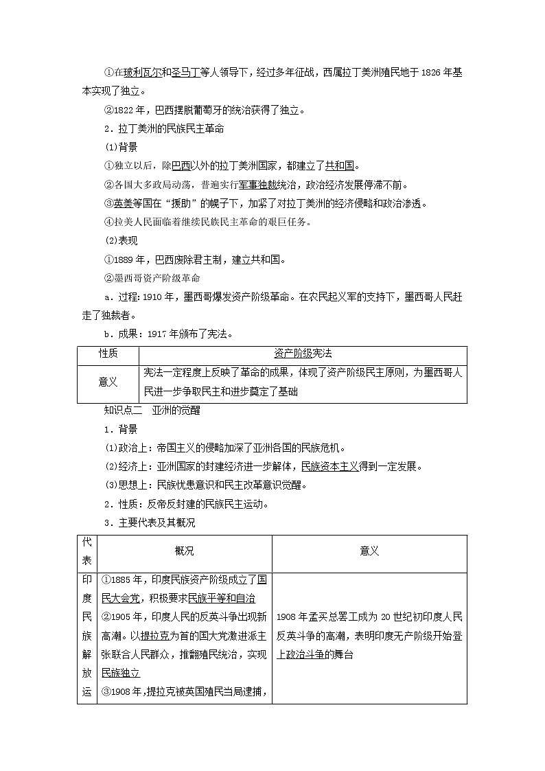 部编版高中历史必修《中外历史纲要》下第13课亚非拉民族独立运动学案02