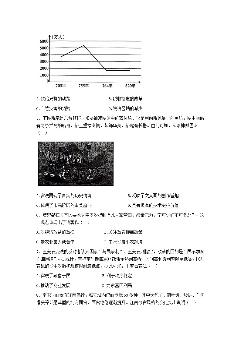 2023咸阳高一上学期期末历史试题扫描版含答案02