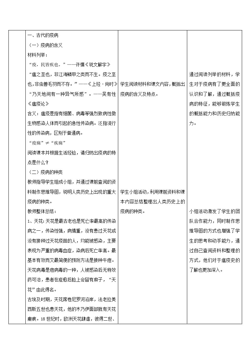 第六单元《医疗与公共卫生》大单元教学设计--2022-2023学年高中历史统编版（2019）选择性必修二03