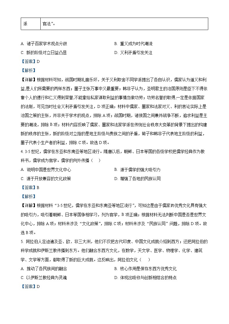 河北省邯郸市大名县第一中学2022-2023学年高二3月月考历史试题含解析第2页