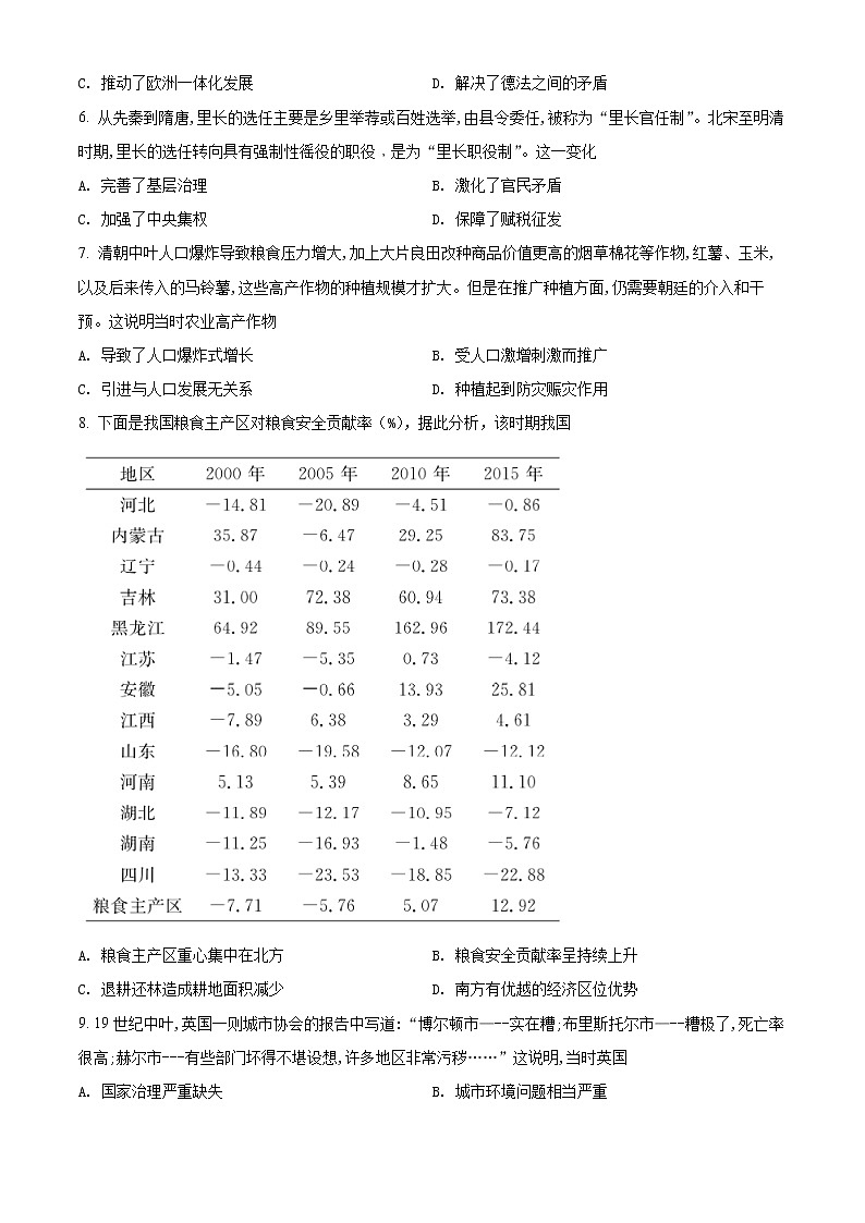 2022长沙长郡中学高二下学期期中考试历史含解析02