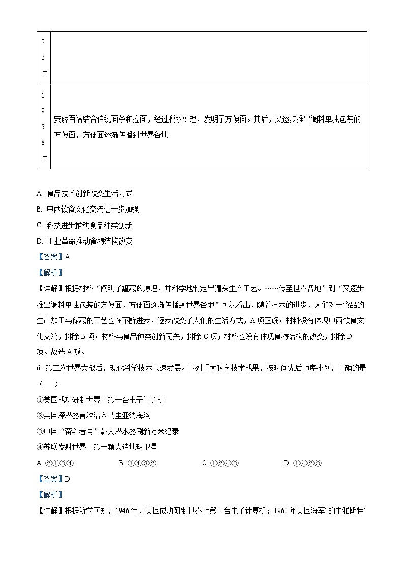2022宁波三锋教研联盟高二下学期期中联考试题历史含解析03