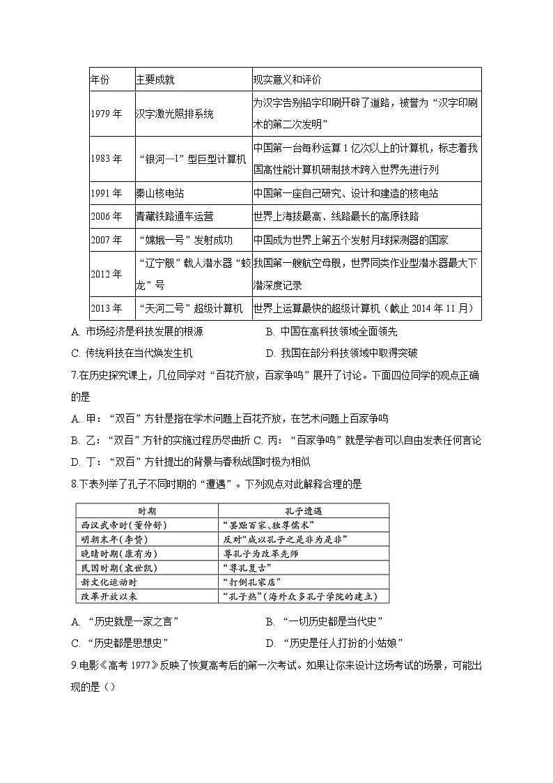 广西壮族自治区钦州市第四中学2022-2023学年高三下学期第六周考试历史试卷第2页