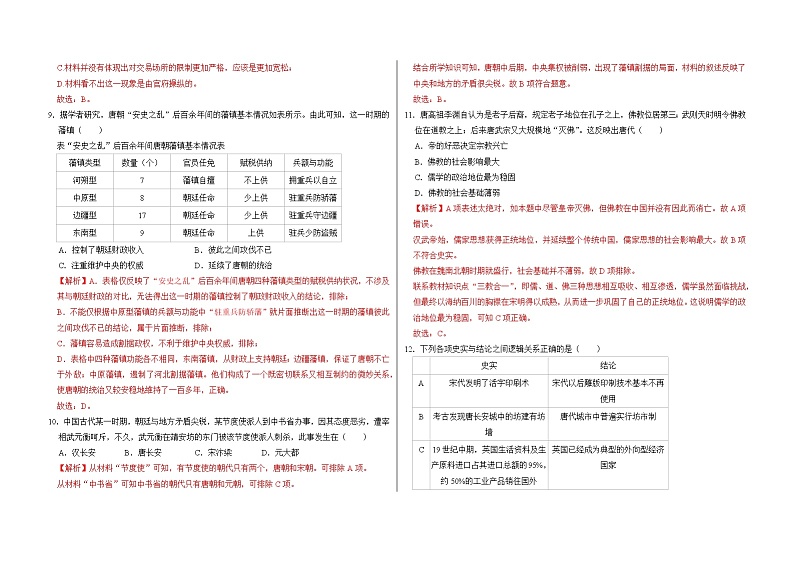 专题二 三国两晋南北朝的民族交融与隋唐统一多民族封建国家的发展——【备考2023】高考历史真题+模拟题分类汇编（中外历史纲要上）（原卷版+解析版）03