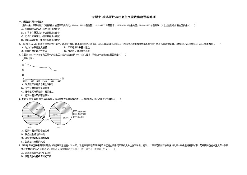专题十 改革开放与社会主义现代化建设新时期——【备考2023】高考历史真题+模拟题分类汇编（中外历史纲要上）（原卷版+解析版）01