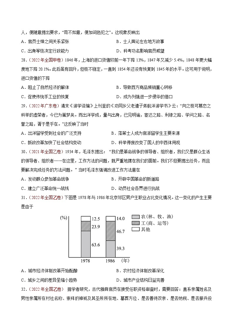 卷03——【备考2023】高考历史真题重组卷（全国卷·旧教材）（原卷版）第2页