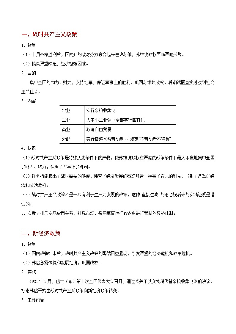 高考历史考点一遍过 考点25 苏（俄）联的社会主义建设第2页
