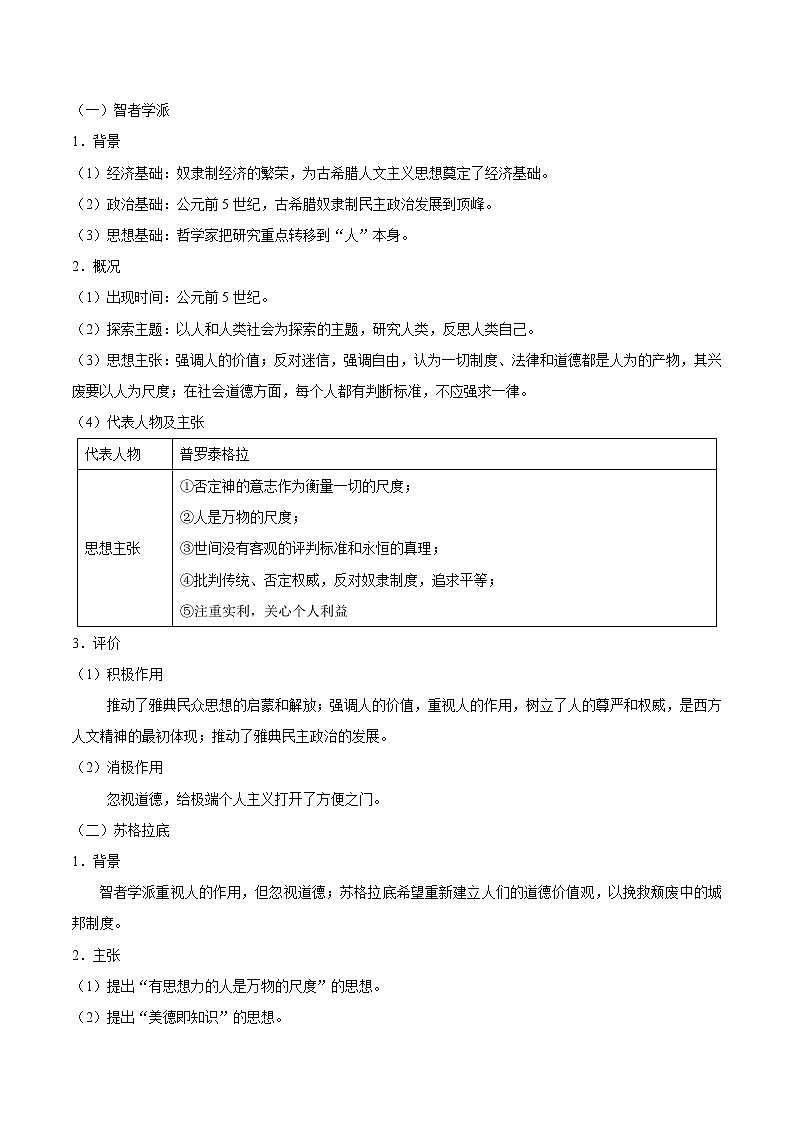 高考历史考点一遍过 考点29 西方人文精神的起源与发展第2页