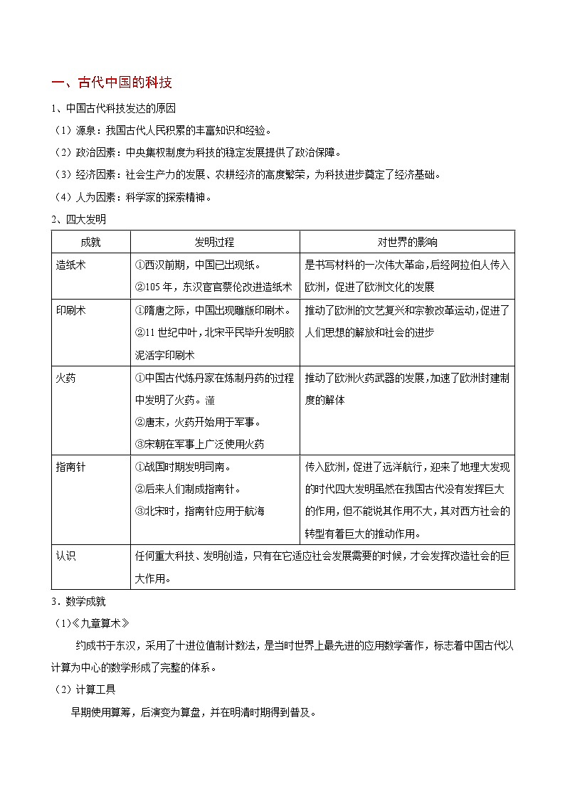 高考历史考点一遍过 考点30 古代中国的科技及文学艺术第2页