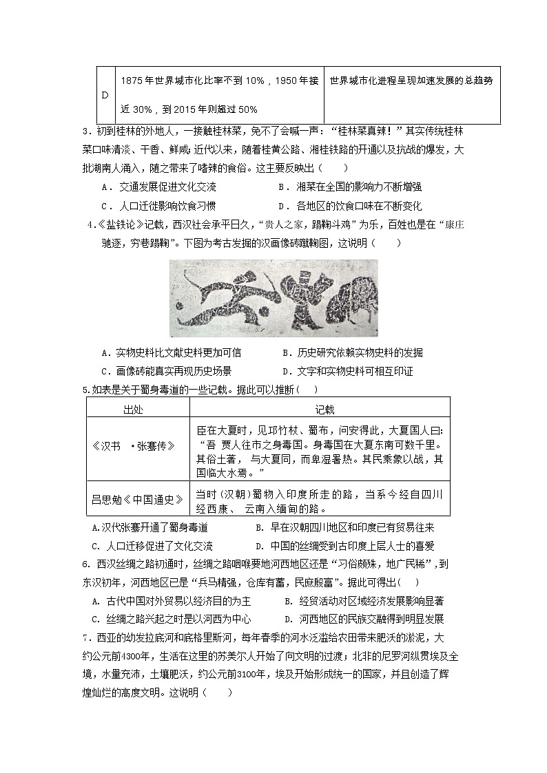 山东省滕州市第一中学2022-2023学年高二下学期3月份质量检测历史试题02