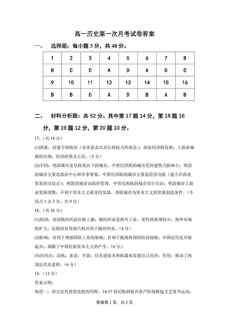 湖南省永州市第一中学2022-2023学年高一下学期3月第一次月考历史试题+01