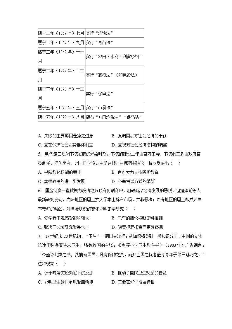 2022-2023学年山东省泰安市高三（上）期末历史试卷（含解析）02