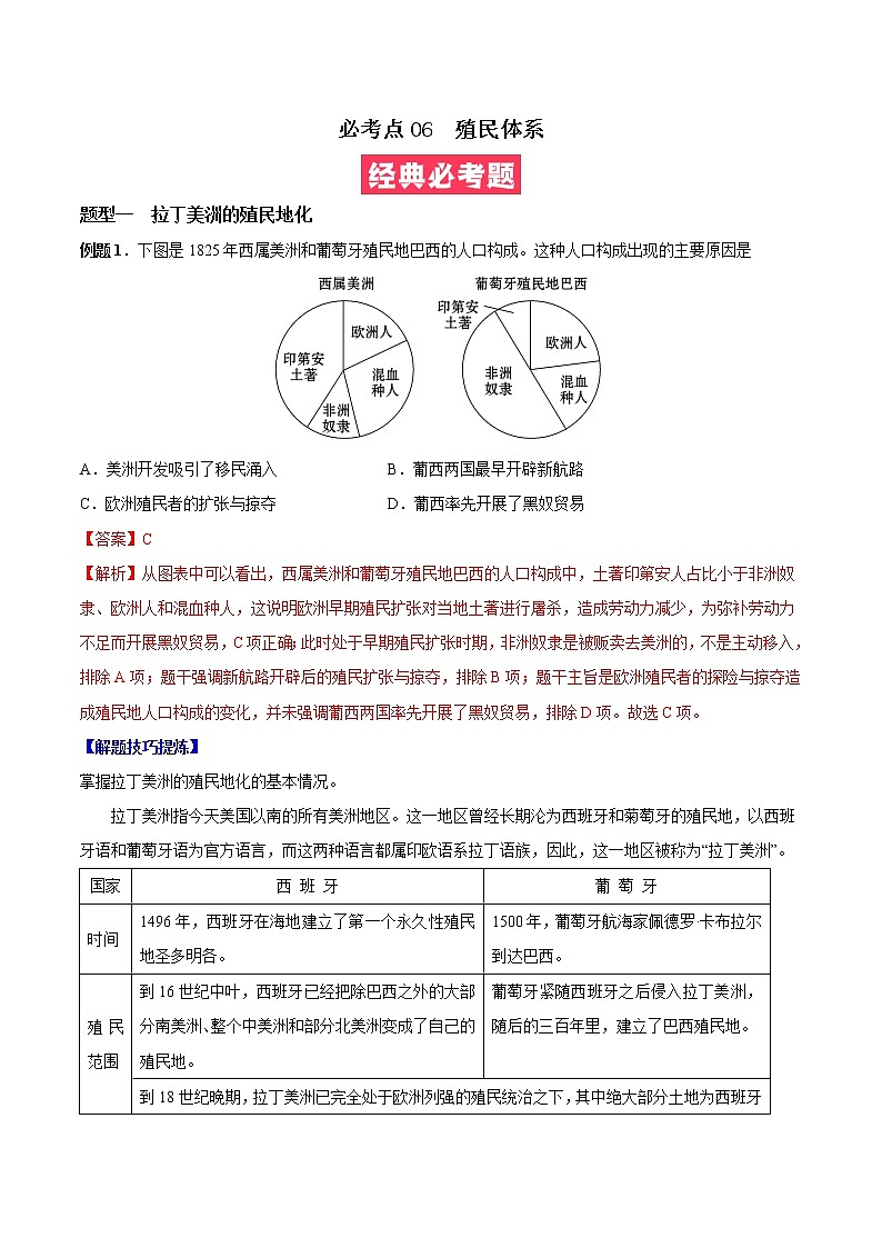 必考点06 殖民体系（解析版）第1页