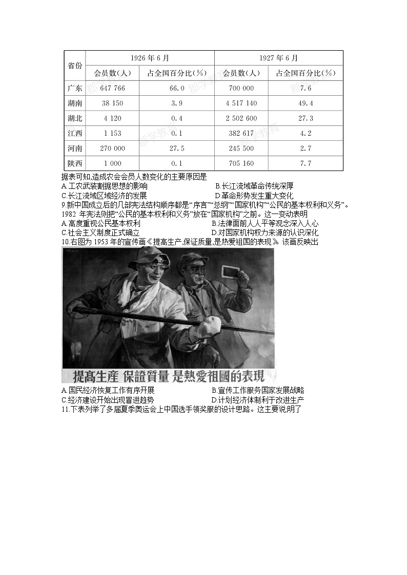 湖南省长沙市长郡中学2022-2023学年高二下学期第一次月考历史试题 Word版无答案02