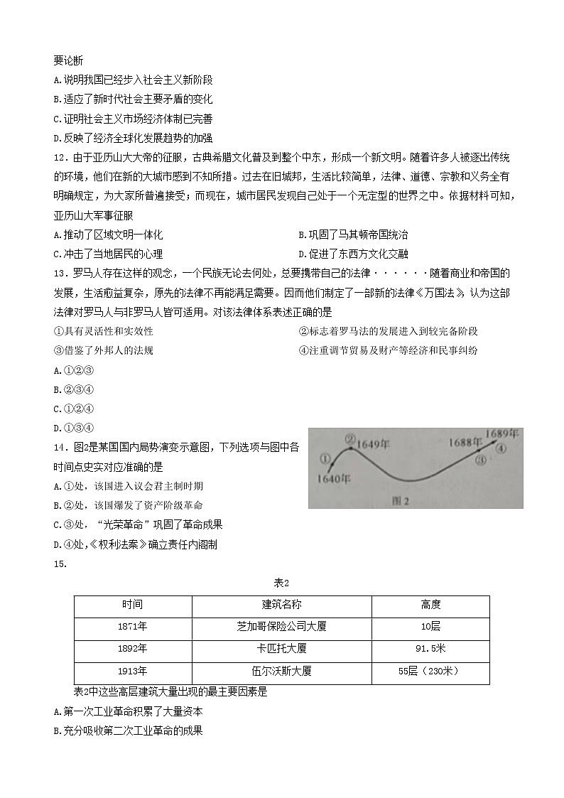2023届辽宁省葫芦岛市高考一模历史试题及答案03