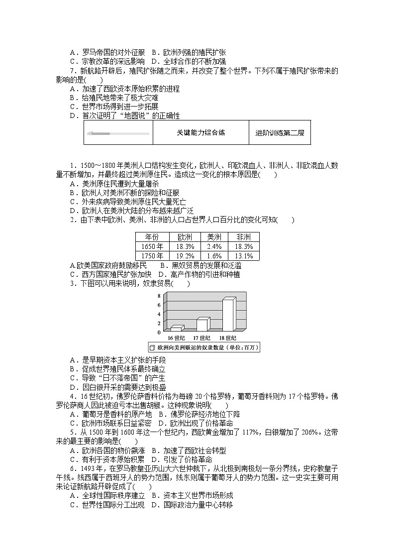 2020-2021学年部编版必修下册：第7课 全球联系的初步建立与世界格局的演变 作业第2页