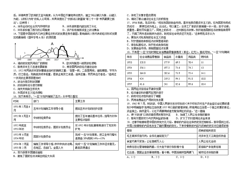 2023届江西省萍乡市芦溪中学第一次模拟考试历史试题(含答案)02
