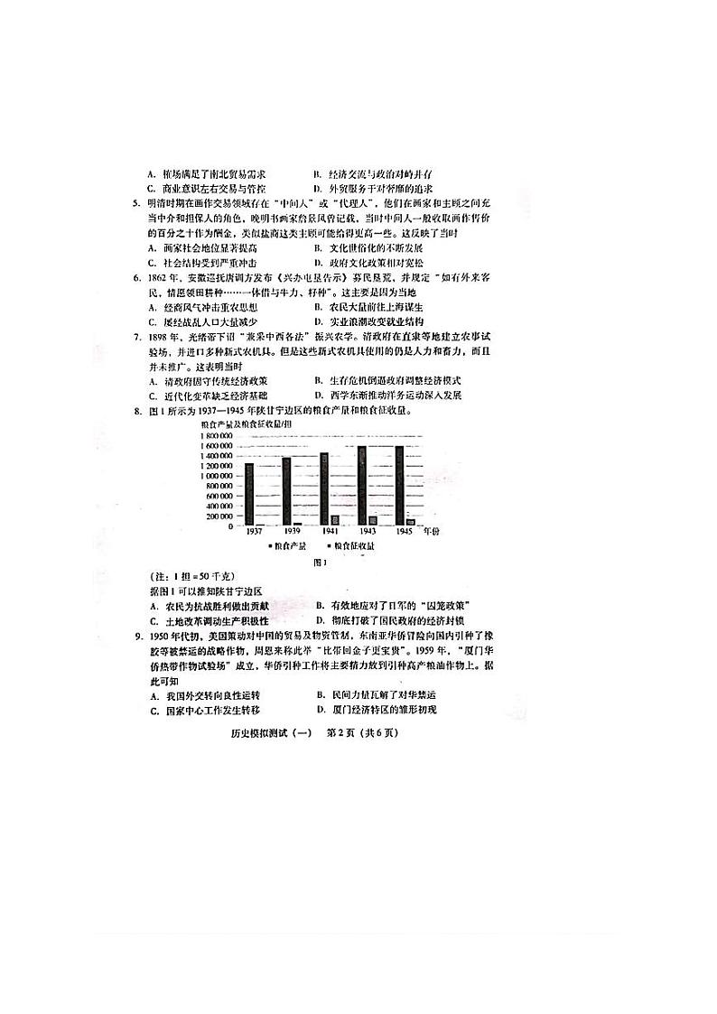 2023年广东省普通高中学业水平选择考模拟测试（一）历史02