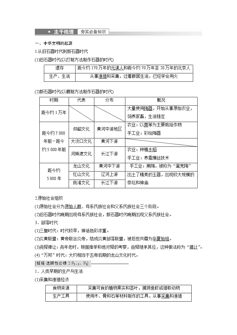 部编版新高考历史一轮复习讲义  第1讲 课题1　中华文明的起源与早期国家03