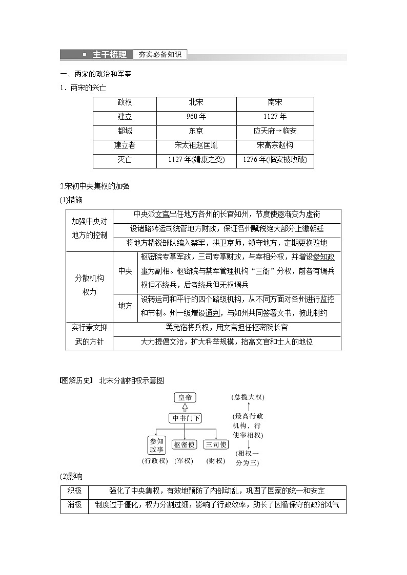 部编版新高考历史一轮复习讲义  第4讲 课题8　两宋的政治和军事与辽夏金元的统治03