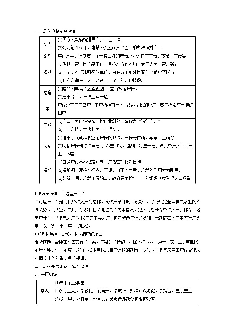 部编版新高考历史一轮复习讲义  第6讲 课题16　中国古代的户籍制度与社会治理第2页