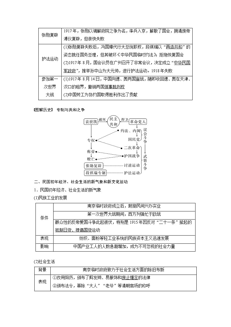 部编版新高考历史一轮复习讲义  第8讲 课题22　北洋军阀统治时期的政治、经济与文化03
