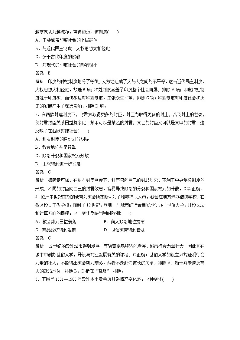 部编版新高考历史一轮复习讲义  阶段检测4　世界古近代史02