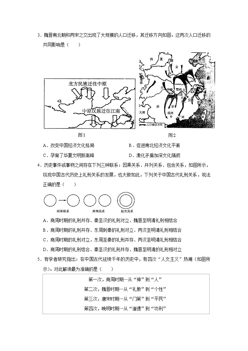湖南省岳阳市2022-2023学年高二下学期3月月考历史试题02