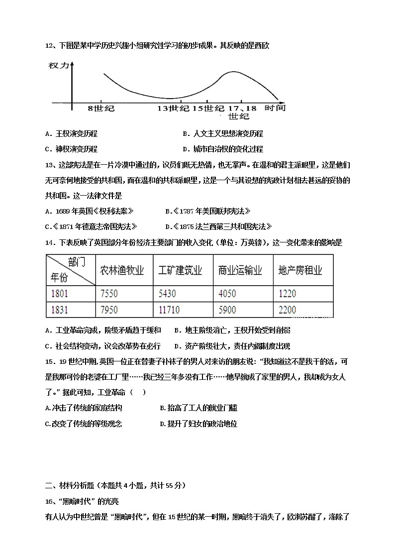 山东省泰安第十九中学2022-2023学年高一下学期3月月考历史试题03