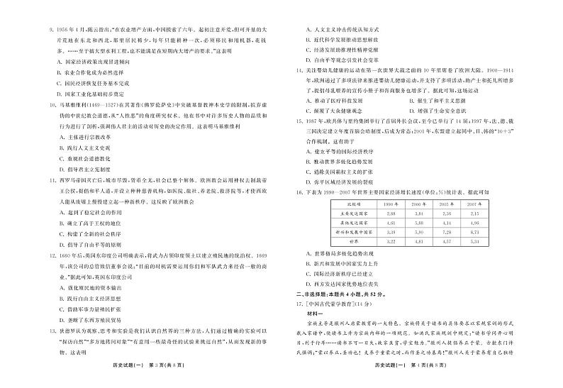 2021-2022学年湖北省普通高中学业水平等级考试模拟演练（一）历史试题（PDF版）第2页